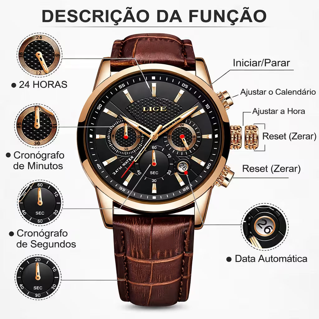 LIGE Men´s Luxe Couro Legítimo